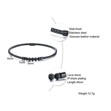 Men's Braided Leather & LAVA Stone DIFFUSER Choker Necklace